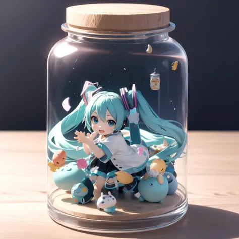 hatsune miku, inside jar, gacha <lora:blindbox_v1_mix:1>