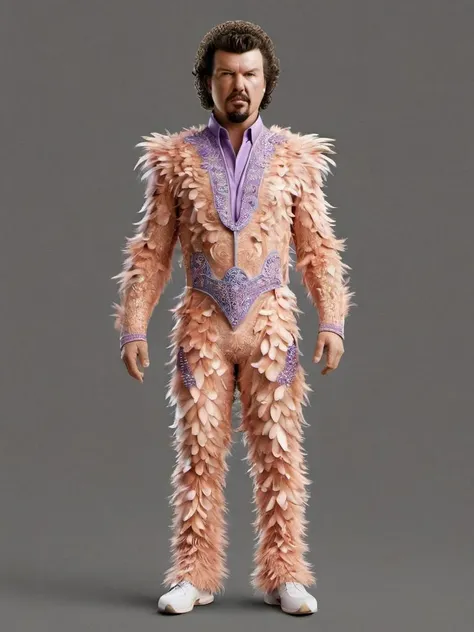 <lora:ral-feathercoat:1> ral-feathercoat, attractive (Kenny Powers:1.2) , Kenny Powers is wearing a Coral, Peach and Sand garb, his Lavender, Lilac and Periwinkle garb is inspired by the The Boys series