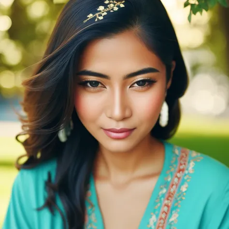 <lora:moroccanCaftan_v10:0.95>, moroccan caftan, None, full color studio portrait of moroccan woman, wearing Turquoise (embroidery caftan:1.25), 80mm, f1/.8, hasselblad, vogue, dof, bokeh, depth of field, headshot, closeup, close up
