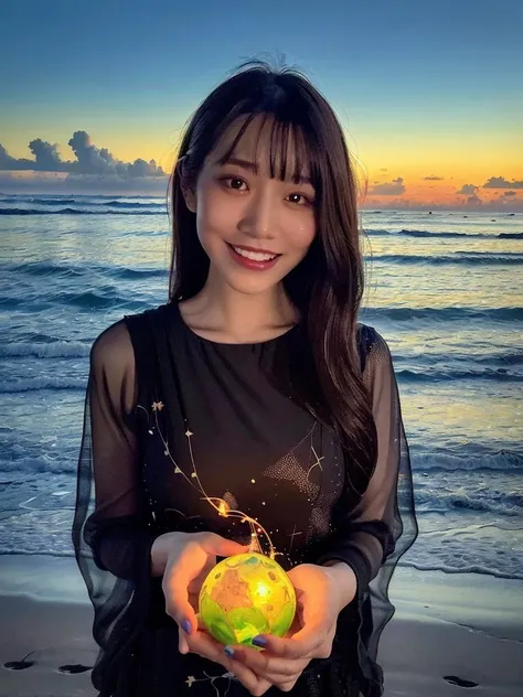 Best quality, masterpiece, ultra high res, waves in background, water dragon, water balls, nature light, photo realistic,
(masterpiece, best quality:1.4),(absurdres, highres, ultra detailed:1.2), (1girl:1.4),smile,(using dark magic:1.4),water magic,playful illustrations, imaginative overlays, artistic fusion,fantastical scenes, evocative narratives, striking visuals, upper bod <lora:more_details:0.2> <lora:Saika_Kawakita_v10:0.7>