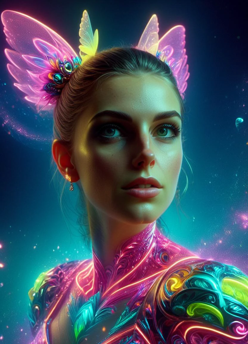 (full body shot:1.5), young Woman <lora:derv-etmgc-SDXL-CIVITAI:1.8> derv-etmgc, subsurface scattering, ultra hd, 4k, high def, Photorealistic, Hyperrealistic, Hyper detailed, analog style, realistic, masterpiece, best quality, ultra realistic, 8k, Intricate, High Detail, film photography, soft lighting, heavy shadow, Ombre color scheme of neon pink, neon blue, neon yellow, neon green