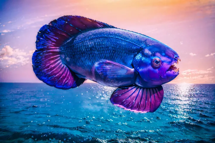 (masterpiece, best quality:1.2), ultra-detailed, ocean Blue, pink, and purple EdobFish, (realistic:1.5), <lora:EdobFish_v1.0:1>