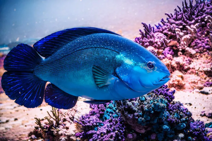 (masterpiece, best quality:1.2), ultra-detailed, ocean Blue and purple EdobFish, (realistic:1.5), <lora:EdobFish_v1.0:1>