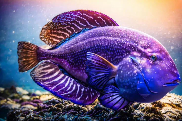 (masterpiece, best quality:1.2), ultra-detailed, ocean Purple and beige EdobFish, (realistic:1.5), <lora:EdobFish_v1.0:1>