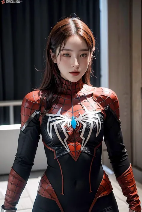 (masterpiece), best quality, perfect body, 18yo GIRL, spiderman armor suit, <lora:soundtiss-02:1>