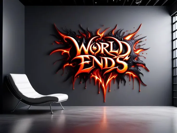 "WORLD ENDS" text logo <lora:Harrlogos_v2.0:0.75> calligraphy, thick lines, backdrop <lora:ral-lava-sdxl:0.65> ral-lava <lora:ral-chrome-sdxl:0.65> ral-chrome