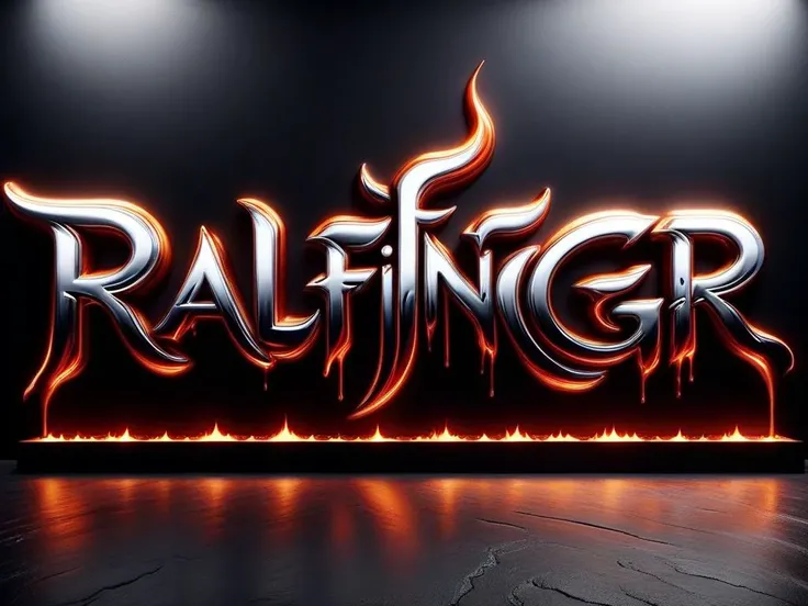"RALFINGER" text logo <lora:Harrlogos_v2.0:0.8> calligraphy, thick lines, metal backdrop <lora:ral-lava-sdxl:0.55> ral-lava <lora:ral-chrome-sdxl:0.65> ral-chrome