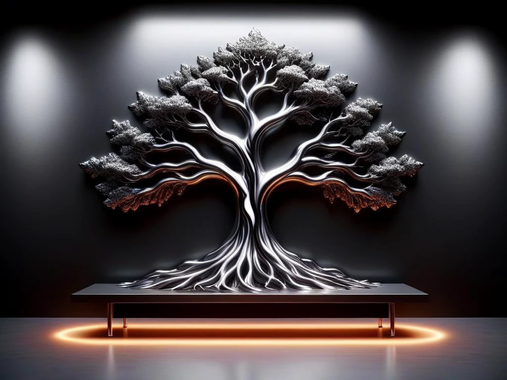 "DIVINE TREE" text logo <lora:Harrlogos_v2.0:0.75> calligraphy, thick lines, metal backdrop <lora:ral-lava-sdxl:0.65> ral-lava <lora:ral-chrome-sdxl:0.65> ral-chrome