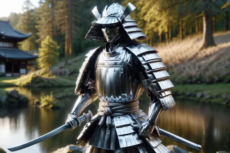 one origami samurai made of (reflective metal:1.3) standing by a lake made of molten metal, <lora:ral-chrome:1> (ral-chrome:1.4) <lora:ral-orgmi:0.8> ral-orgmi, (masterpiece:1.2), best quality, (hyperdetailed, highest detailed:1.2), high resolution textures, (masterpiece:1.2), best quality, (hyperdetailed, highest detailed:1.2), high resolution textures <lora:add-detail-xl:2> misc, Lying down pose