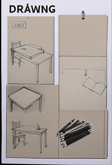 drawing, [pencil, paper, table:0.25],  <lora:ikea_instructions_xl_v1_5:1>