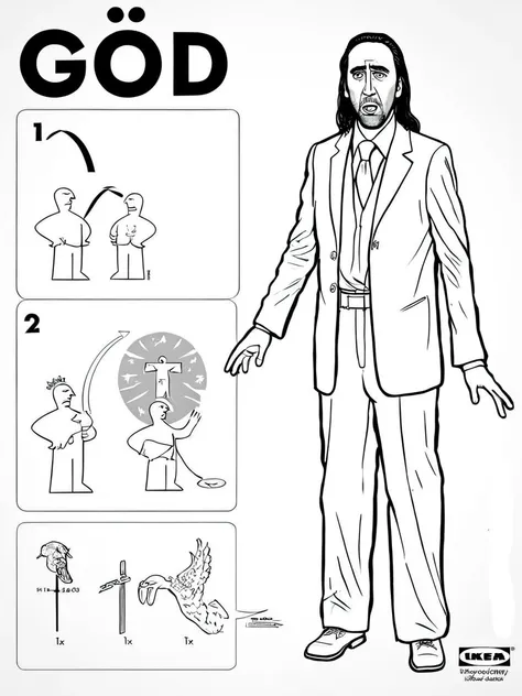 Nic Cage God <lora:ikea_instructions_xl_v1_5:1>