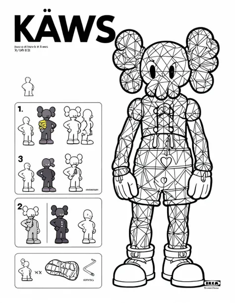 <lora:ikea_instructions_xl_v1_5:0.8>, KAWS,