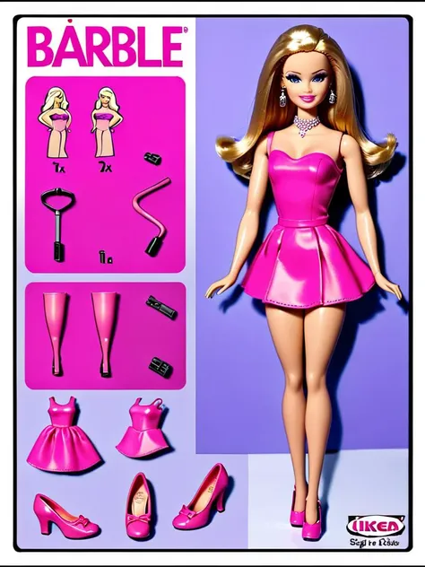 "Barbie", barbie doll shoes dress barbie doll parts <lora:ikea_instructions_xl_v1_5:1>
