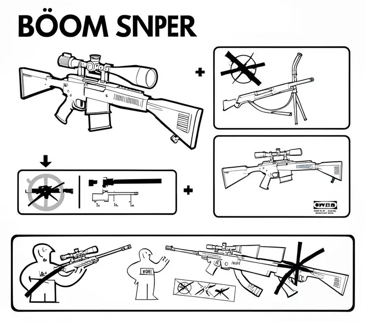 boom, sniper rifle, safety warning <lora:ikea_instructions_xl_v1_5:1>