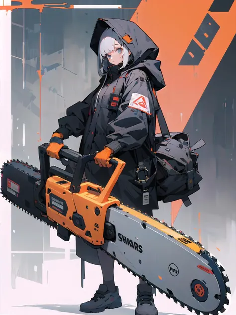 absurdres, highres, ultra detailed,
1girl,oversized hooded jacket,full body,
holding checanical chainsaw,
<lora:weapon_v01:0.7>