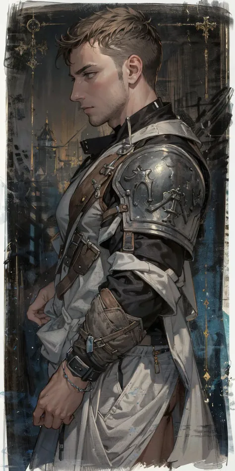 side view, muscular man, sprite, best quality, masterpiece