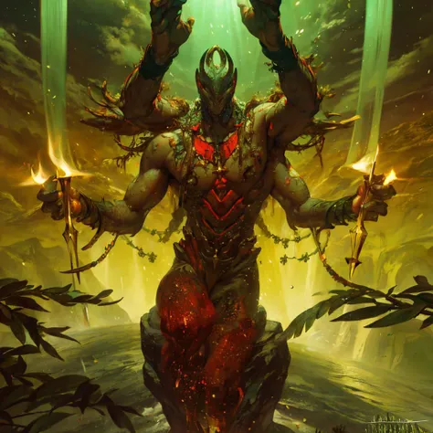 <lora:Aliens:0.75> alien, body parts, faceless, anthropomorphic body, epic scene, long arms, fuzzy face, vibrant colors, artwork, separate body, intricate