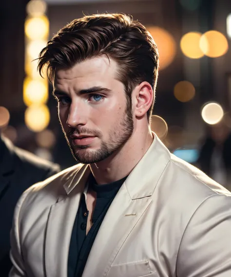 cinematic photo, handsome actor man Chris Evans, 35mm photograph, film, bokeh, professional, 4k, highly detailed