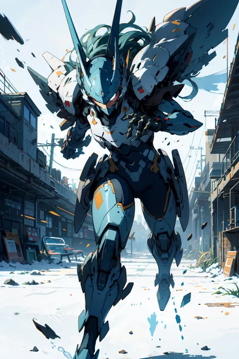 concept art of 1girl  wearing mecha suit,camouflage, running in the battle field 
ink art, flat color, high contrast, stylish
absurdres, best quality, negative space, 
<lora:FINAL Robort:1>  <lora:nijiMecha:0.7>