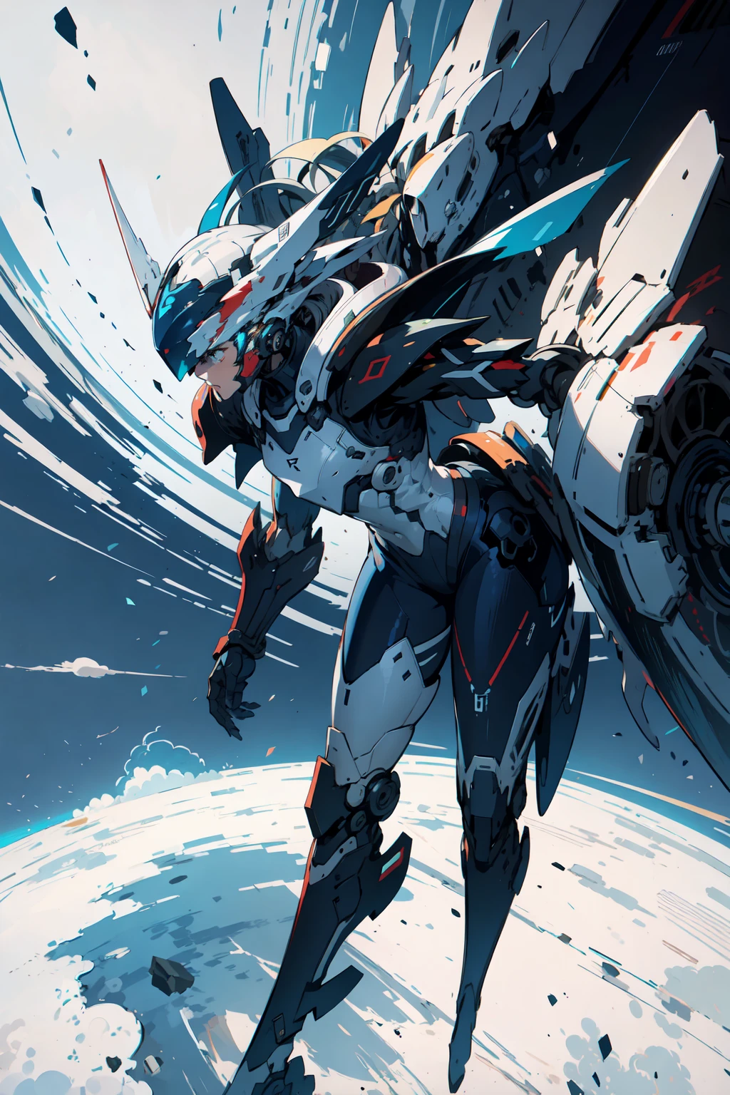concept art of 1girl wearing mecha suit, leaning forward , flying in the sky ,
ink art, flat color, high contrast, stylish
absurdres, best quality, negative space,
<lora:FINAL Robort:1> <lora:nijiMecha:0.7>
