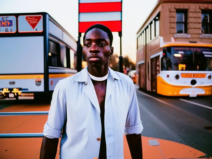 beautiful magical street photography, extremely detailed face, low light, perfect lighting, nostalgic, iso100, cinestill 800t, polarized filter, vivid bright colors bold, high quality photograph, still frame from a movie