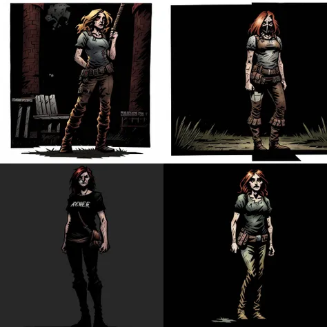 full-length, dd artstyle digital art, european woman wearing tshirt, standing