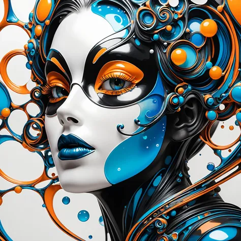 masked, female, polished, soap bubbles, lineart <lora:Maximalist_Drawing_BW:0.71>, PStyl3, negative space, abstract, intricate, iridescent, hyper-quality, hyper-detailed, orange/blue/black/white,