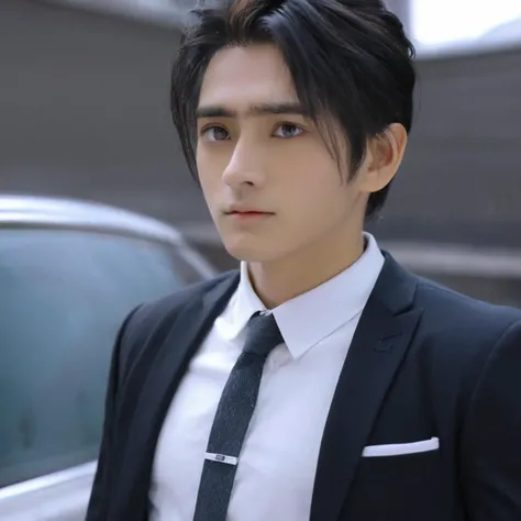 (8k,RAW photo,masterpiece, best quality,CG,epic realistic,official art,),1boy,solo,looking at viewer, upper body, business suit, black theme,