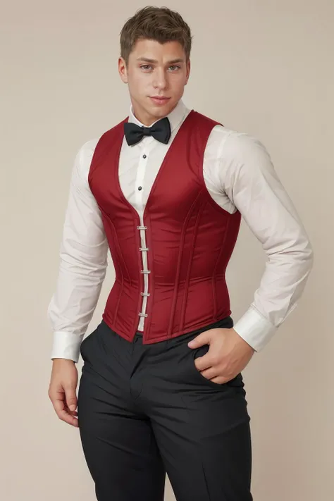digital illustration <lora:tommy_hansen-06:1> thansen, Victoria-era background, wearing corset vest, trousers, <lora:Clothing - Male Corset Vest:0.6> c0rset,