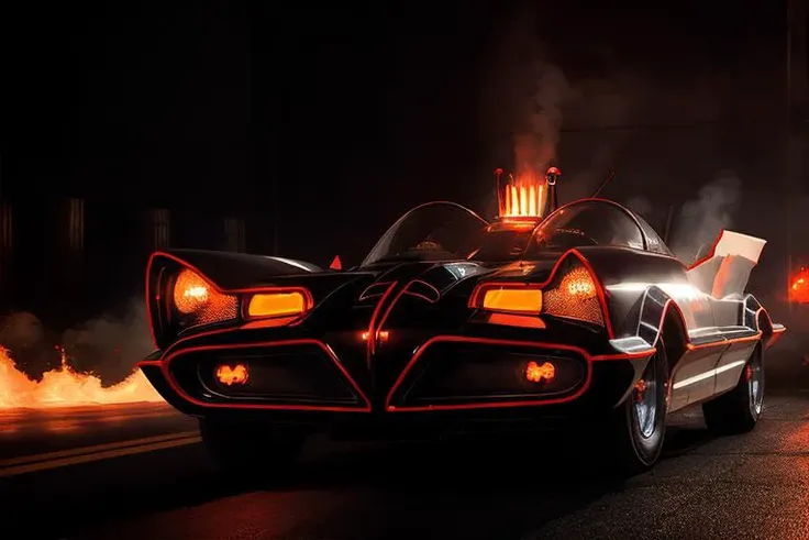 analog gloomy photo of a Batmobile, <lora:b4tm0b1l366:0.8>, racing down a highway at night, outrun, synthwave, retrowave, ((cyberpunk)), explosions in the background, tracer gunfire, High Detail, Sharp focus, ((photorealism)), realistic, best quality, 8k, award winning, dramatic lighting, epic, cinematic, masterpiece, dutch angle, ambient fog:1.3, flame in the exhaust,