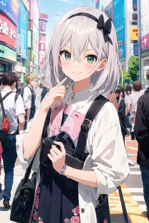 <lora:doyagao_v080:1>
(cleavage:-1.5),insanely detailed, absurdres, ultra-highres, ultra-detailed, best quality,
1girl, solo, nice hands, perfect hands,
BREAK,
(wearing harajuku-style coordinate),
happy smile, laugh, closed mouth,
cute pose, cowboy shot,
BREAK,
slender, kawaii, perfect symmetrical face, ultra cute girl, ultra cute face, ultra detailed eyes, ultra detailed hair, ultra cute, ultra beautiful,
BREAK,
in harajuku, shibuya, tokyo, street, crowd, cityscape,
medium large breasts
BREAK,
(silver medium hair, dark green eyes), hair between eyes
