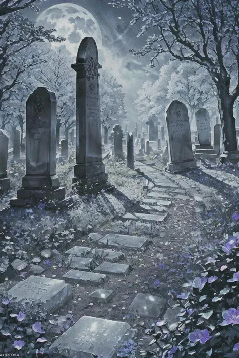 ais-rcn, a moonlit graveyard where the veil between worlds is thin, tombstones casting long shadows on the ground, as an ancient energy stirs beneath, awakening spirits long at rest <lora:ais-rcn-sdxl:1>, cinematic, mist, dark, sad, strobe lights,