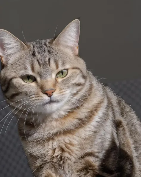 looking at viewer, closed mouth, grey background, no humans, animal, cat, disdainful, <lora:cats_v1:0.7>