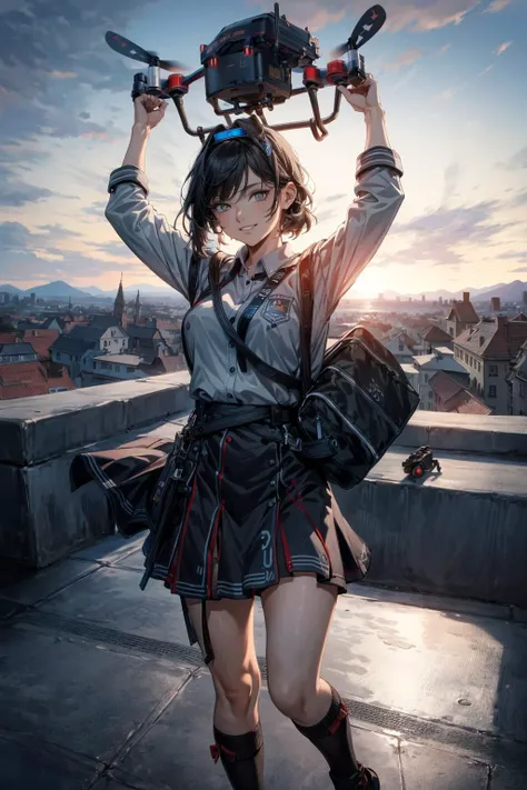 absurdres, (best quality), (masterpiece),(ultra-detailed:1.2),(photorealistic:1.1),ultra high res,(wide shot:1.1), full body,
sky,
1girl,(drone:1.1), arms up, flying, in the air, holding, holding with both hands,
short hair,school uniform,smirk,
<lora:Paragliding:0.8> ,rooftop,
<lora:anime_minimalist_v1-000020:-0.2>
<lora:flat2:-0.5>, <lora:LowRa:0.3> ,