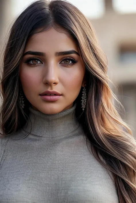 beautiful woman (EPM410m4r:.99), perfect hair, jewellery, ((portrait)), (closeup:1.3), ((from the waist up)), ((( Post-apocalyptic settlement built within the remains of an old mall :1.2 ))), natural skin texture, (( turtleneck :1.2)), 24mm, 4k textures, soft cinematic light, adobe lightroom, photolab, hdr, intricate, elegant, highly detailed, sharp focus, ((((cinematic look)))), soothing tones, insane details, intricate details, hyperdetailed, low contrast, soft cinematic light, exposure blend, hdr, faded, now, ("I've got a bad feeling about this.":1.1)