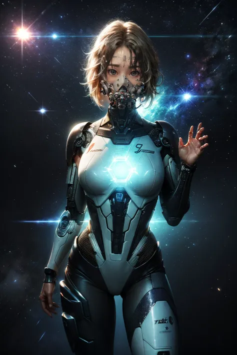 best quality, masterpiece, realistic, photorealistic, <lora:CyberwareV1:0.6> cyberware, cyberpunk, android, cyborg, science fiction, glowing eyes, heterochromia, 1girl, solo, looking at viewer, detailed background, in space, sun, nebulas <lora:DarkIncursioStyle:1> night, \(dark environment\)
BREAK
cosmos, gas clouds, raytracing <lora:add_detail:1>