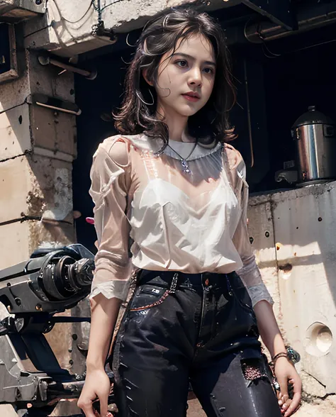 1girl, sutena, mecha pants, mecha blouse, round neck, cowboy shot, light and shadow, purple and pink tones, cyberpunk city in the background <lora:BulanSutenaBra5v:0.8> <lora:Indonesiadoll-Ver1.0:1> <lora:cbpkv_20230614221551:0.8>