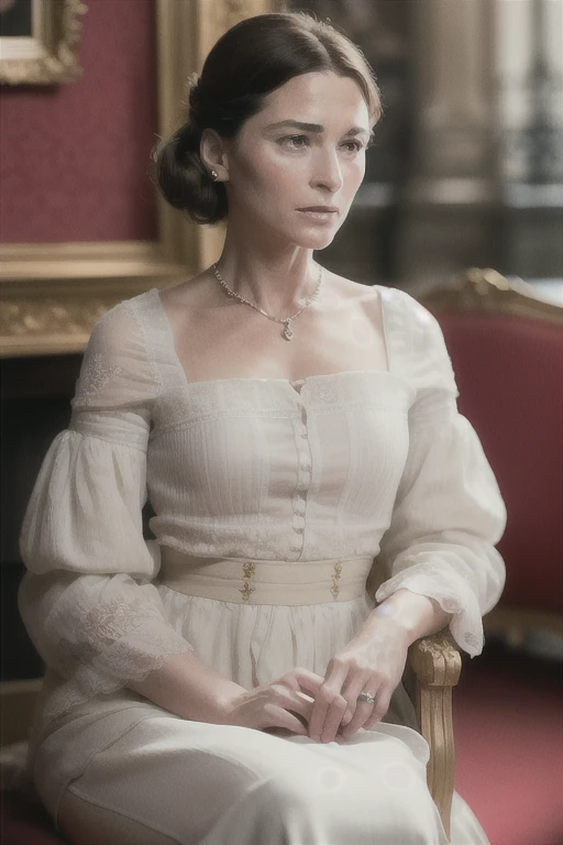 (french:1.4), (realistic historical movie in 4k:1.2), sitting, (noble lady), 45 years old,

solo, from below, (masterpiece, Extremely detailed, best quality, highres:1.2), ((realistic face)), (realistic hair), (((semi_realistic:1.3))), (((extremely delicate and beautiful))), (dynamic angle), 4k, (ultra_detailed, UHD:1.2), photography, (detailed face), clean face, foreshortening,