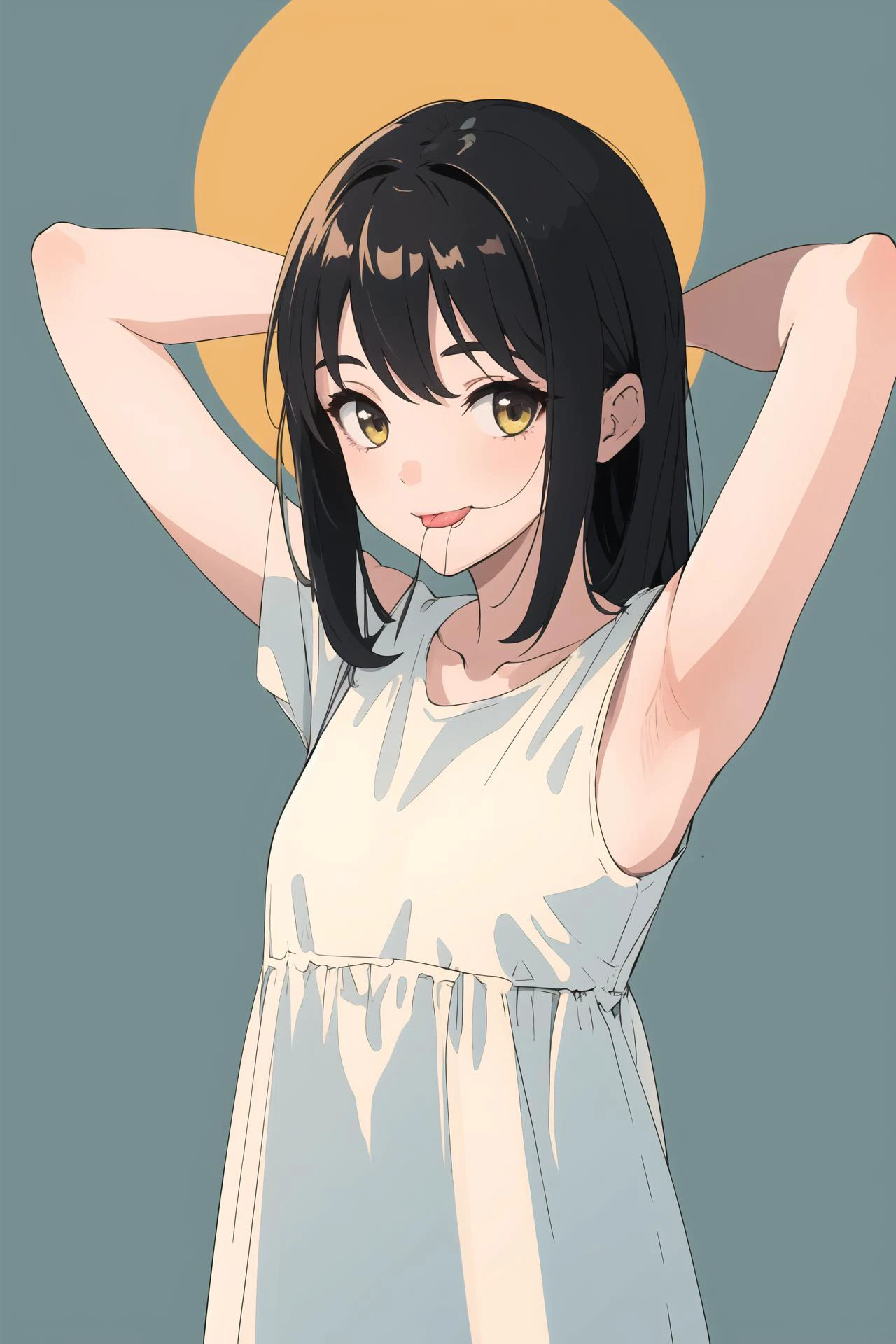 (best quality, masterpiece, highres),1girl,solo,happy,tongue,arms behind head,
<lora:hair in mouth_v1:1>,hair in mouth,