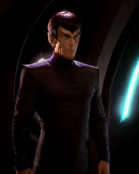 <lora:vreenak_lora:0.8>, vreenak, romulan, man, pointy ears, pointy eyebrows, v-shaped bangs, standing in a room, perfecteyes eyes, digital art, artstation, pixiv, intricate, highly detailed, digital painting, unreal engine, 8k, stephen mchattie, <lyco:locon_perfecteyes_v1_from_v1_64_32:0.3>