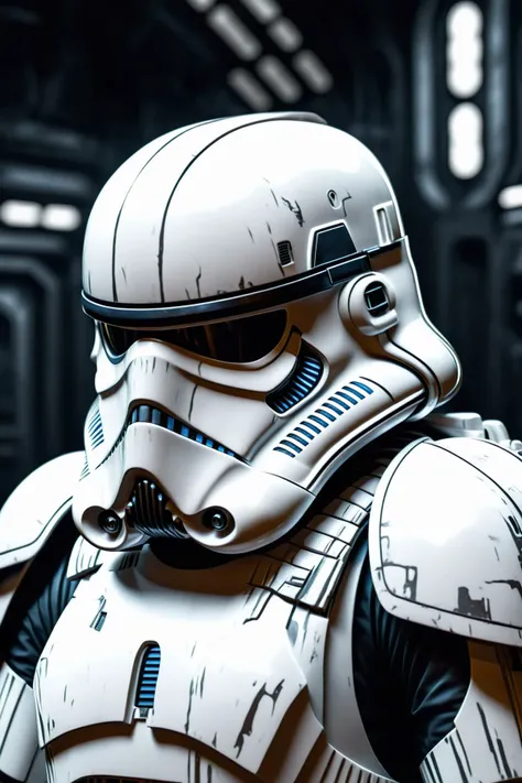 <lora:StormtrooperV1:1> stormtrooper, full body shot of a stormtrooper, wearing white helmet, looking at viewer, wearing white armor, HD, masterpiece, best quality, hyper detailed, ultra detailed,