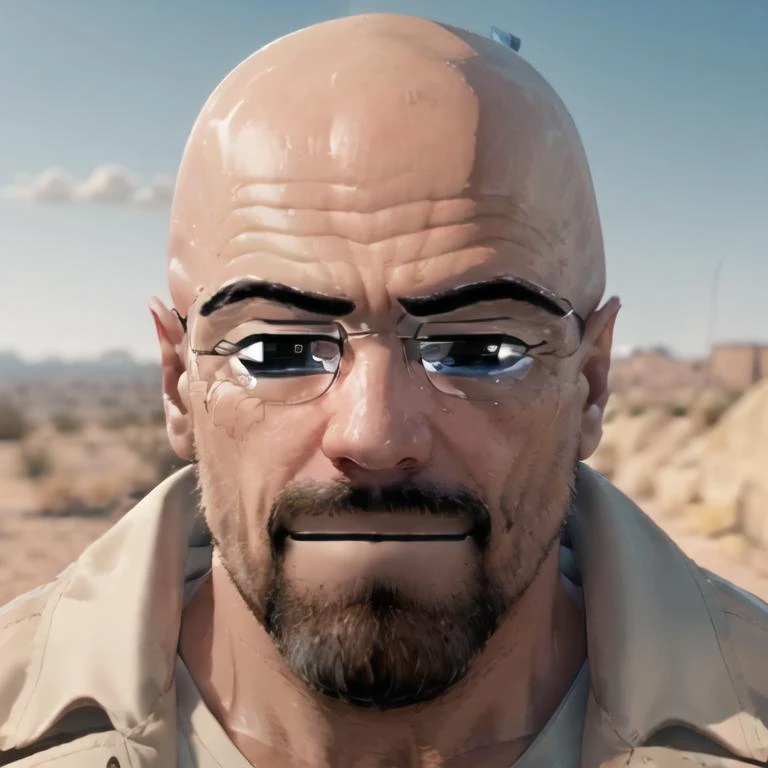 roblox man face, bald, facial hair, desert <lora:robloxManFace:1>