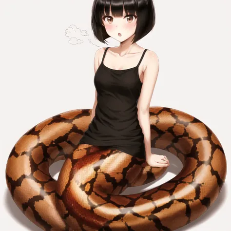 <lora:lamia-2_lamia-3__lamia-lamia-1--retro_ham_avas_jun_rifl--08-02:1>,
(lamia:1.0), scales,
full body,
solo, 1girl, masterpiece, best quality, black hair, (white camisole), brown eyes, bob cut, blunt bangs, brown eyes, blush, black hair, steaming, (freckles:0.8), collarbone, exposed shoulders, small breasts, empty background, white background, :o, confused, (?)