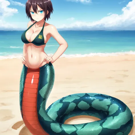 <lora:lamia-2_lamia-3__lamia-lamia-1--retro_ham_avas_jun_rifl--08-02:1>, 
(lamia:1.0), scales,

full body, 


1girl lifeguard on the beach, short dark hair, focused angry expression, whistle, [cleavage], vivid eyes