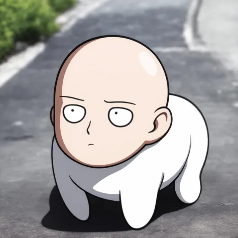 <lora:DoroX_V1:0.8> masterpiece, best quality, doro, creature, chibi, outdoors, no humans <lora:Saitama-10:1> saitama, bald, anime, one punch, expressionless