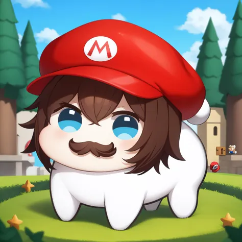 <lora:DoroX_V1:0.8> masterpiece, best quality, doro, creature, chibi, ;3 scenery, outdoors, no humans, mario, red hat, moustache, brown hair, blue eyes