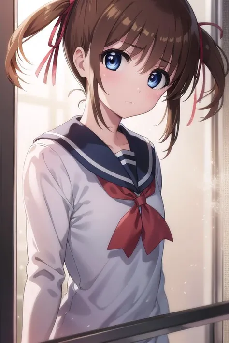 nanohatakamachi, <lora:nanoha takamachi movie2-lora-nochekaiser:1>,
nanoha takamachi, takamachi nanoha, brown hair, twintails, blue eyes,
BREAK long sleeves, ribbon, school uniform, serafuku, long sleeves, red ribbon, white sailor collar,
BREAK indoors, classroom,
BREAK looking at viewer, (cowboy shot:1.5),
BREAK <lyco:GoodHands-beta2:1>, (masterpiece:1.2), best quality, high resolution, unity 8k wallpaper, (illustration:0.8), (beautiful detailed eyes:1.6), extremely detailed face, perfect lighting, extremely detailed CG, (perfect hands, perfect anatomy),