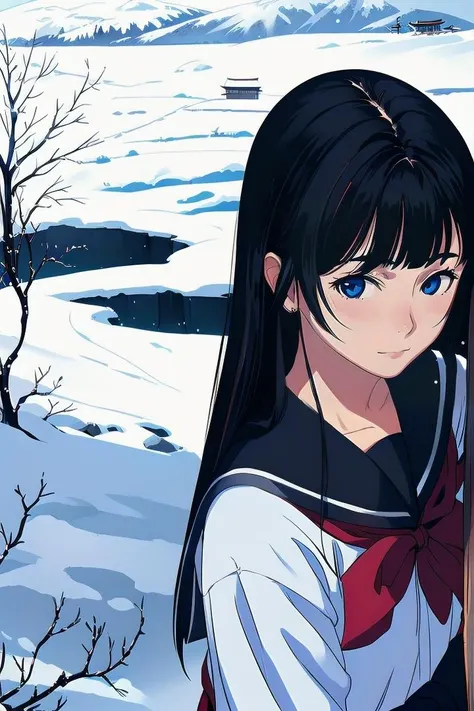 1girl, (8k, highres, masterpiece, best quality), upper body, from above,
an illustration of a very beautiful senior, standing, in snow, at deserted Japanese village, landscape, outdoors,
BREAK
<lora:flat2:-0.3>
black hair, long hair, hime cut, bangs, school uniform, serafuku, pleated skirt, long sleeves,
(joyful, talking with lover:1.2), looking at viewer, detailed eyes, detailed face, detailed background<lora:unhorny_v01:-0.3>
<lora:takamichi-style_v1.0:1>