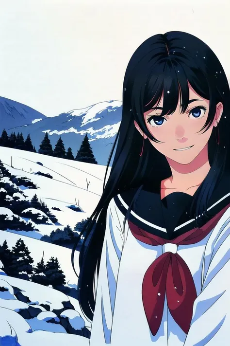 (marker_(medium):1.2), 1girl, (8k, highres, masterpiece, best quality), upper body, from below,
an illustration of a very beautiful senior, standing, in snow, at deserted Japanese village, landscape, outdoors,
BREAK
<lora:flat2:-0.2>
black hair, long hair, hime cut, bangs, school uniform, serafuku, pleated skirt, long sleeves,
(joyful, talking with lover:1.4), looking at viewer, detailed eyes, detailed face, detailed background
<lora:takamichi-style_v1.0:1>