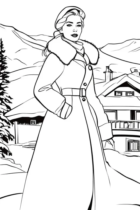 flvcil04 style <lora:style_04_mono_sketch_l1-x_flvcil04_style:1>, woman cluseup standing,
sailor, elegant,
Snowy mountain lodge and ski slopes,
high quality, masterpiece, highres,